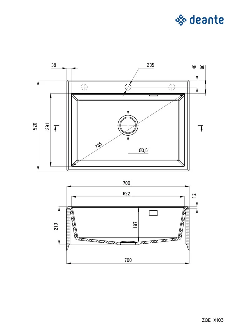 DEANTE 1-Bowl Granite Composite Kitchen Sink