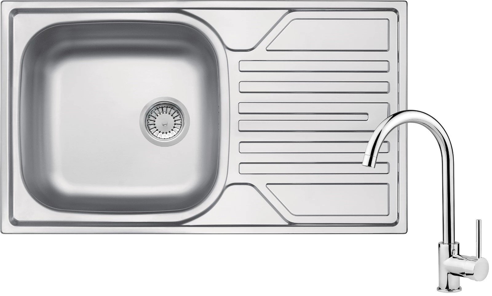 DEANTE Steel Sink with 1-Bowl Faucet