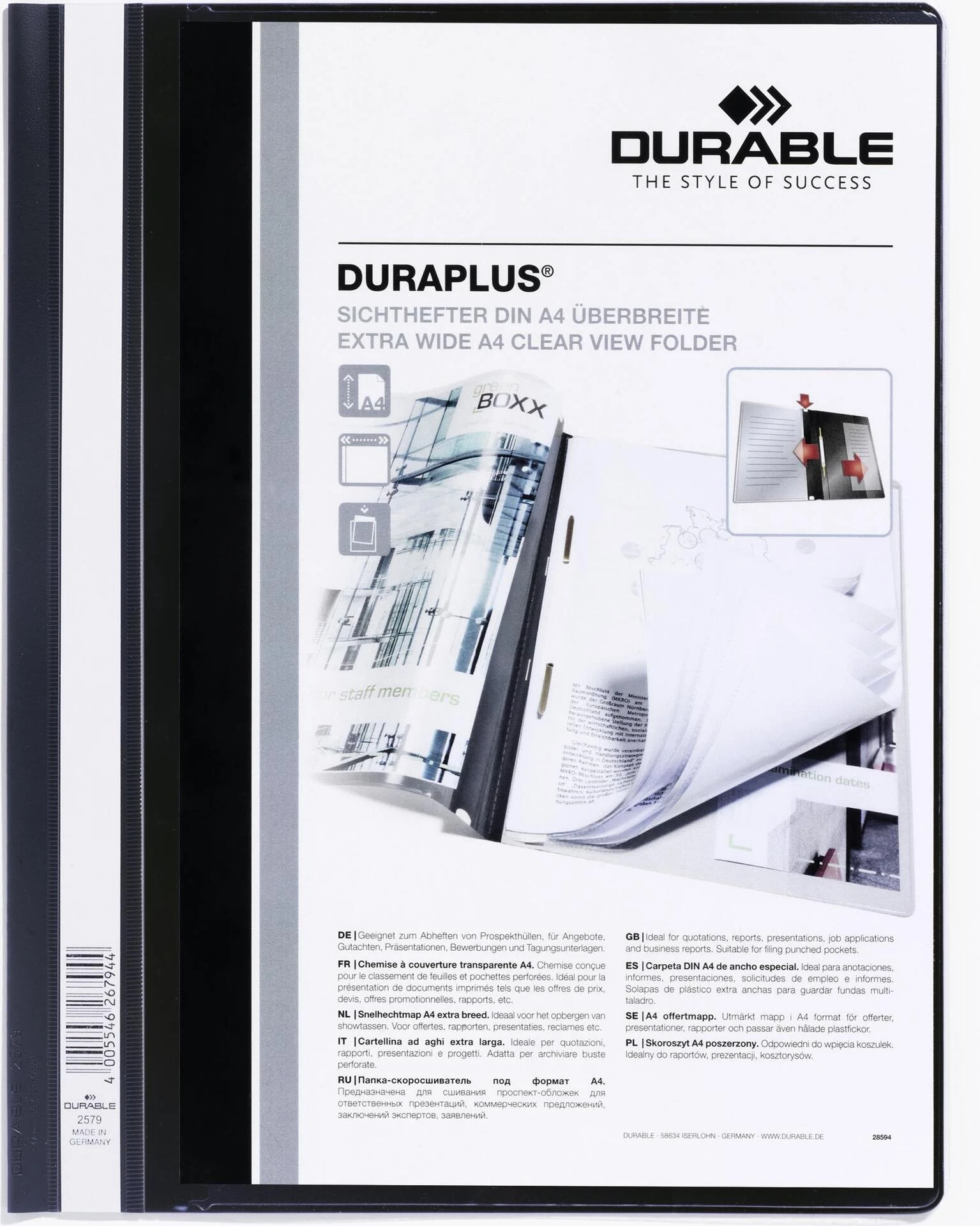 DURABLE DURAPLUS Prezentācijas mape A4+ caurspīdīga