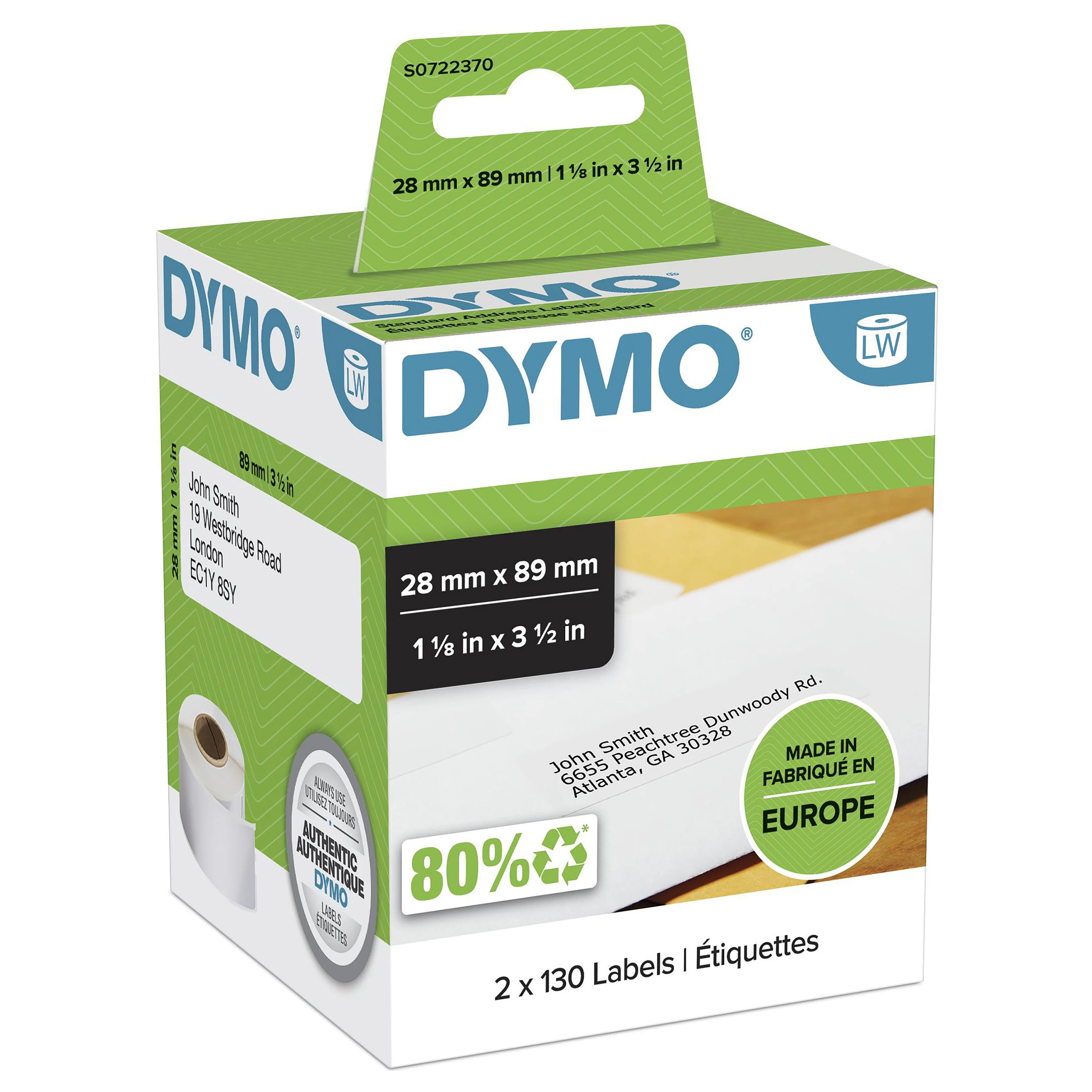 DYMO LabelWriter adrešu etiķetes 99010, 28x89