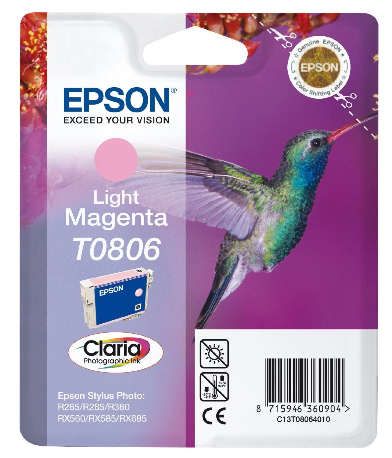 Epson T0806 gaiši fuksīna oriģinālā tintes