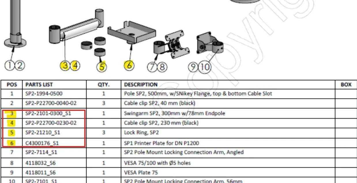 Ergonomic Solutions HMSHOST-INT5-02 Swingarm AP2 printera