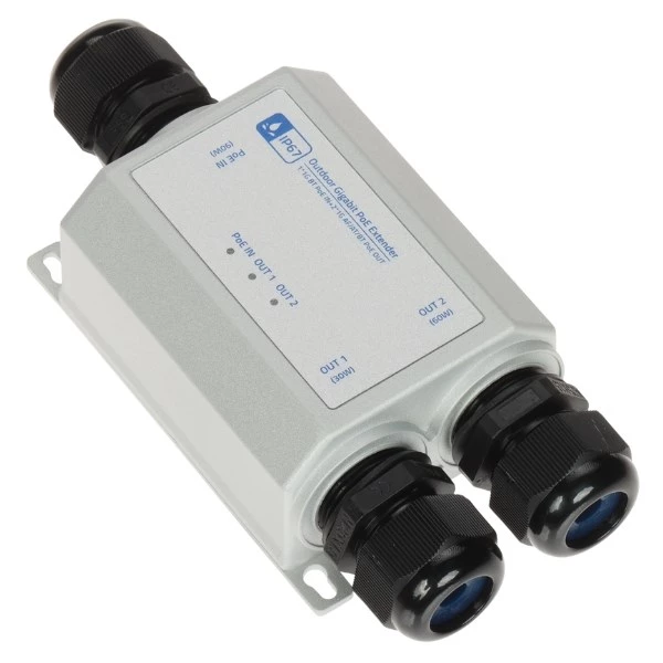 Ethernet + PoE pagarinātājs SPT-POE/2-POE-1G-IP67 Gigabit
