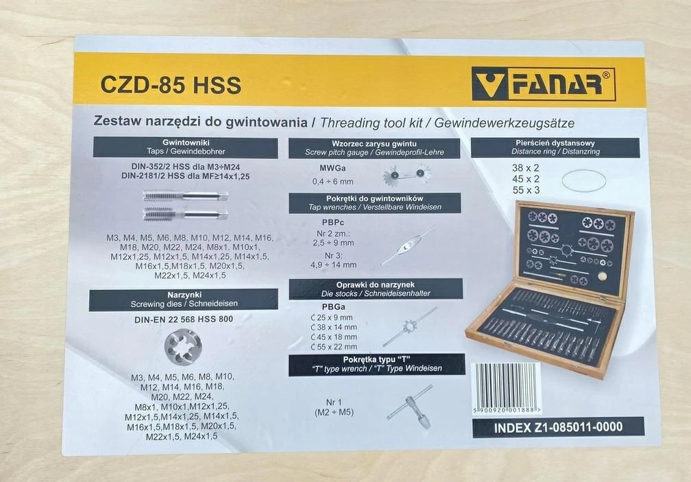 FANAR vītņgriešanas instrumentu komplekts M3-M24 HSS