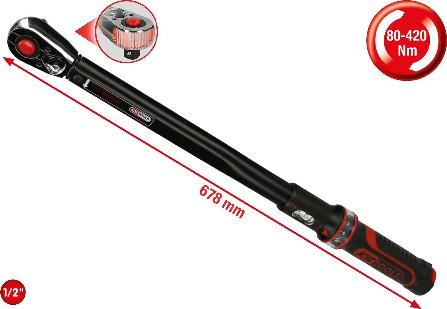 KS TOOLS 1/2 collu ERGOTORQUEprecision sprūdrata