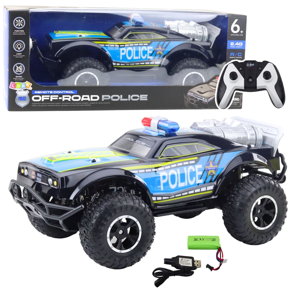 LEAN TOYS RC bezceļu policijas auto