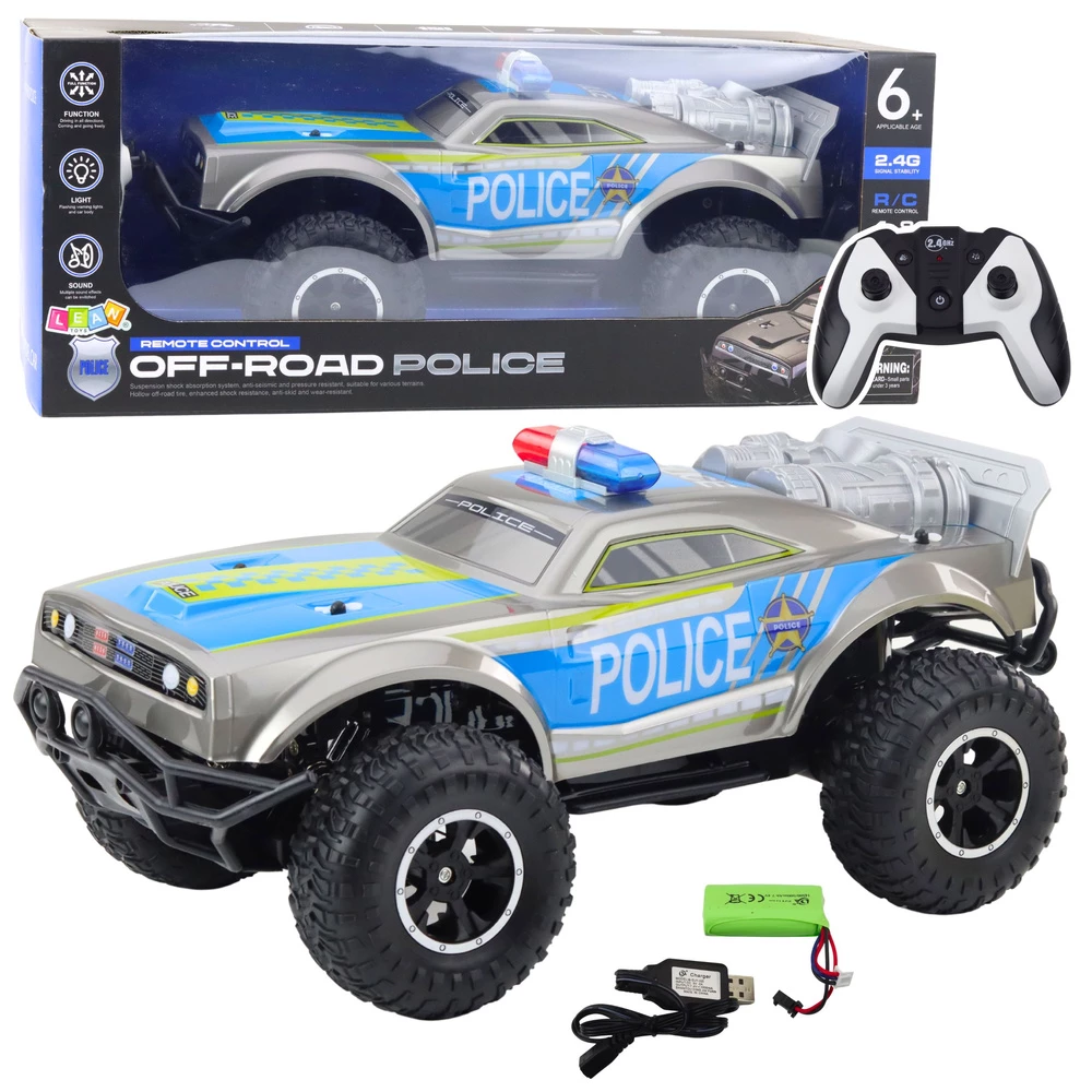 LEAN TOYS RC bezceļu policijas auto