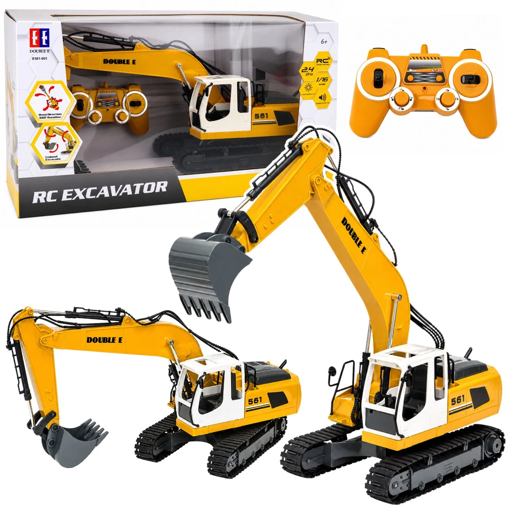 LEAN TOYS tālvadības RC kāpurķēžu ekskavators