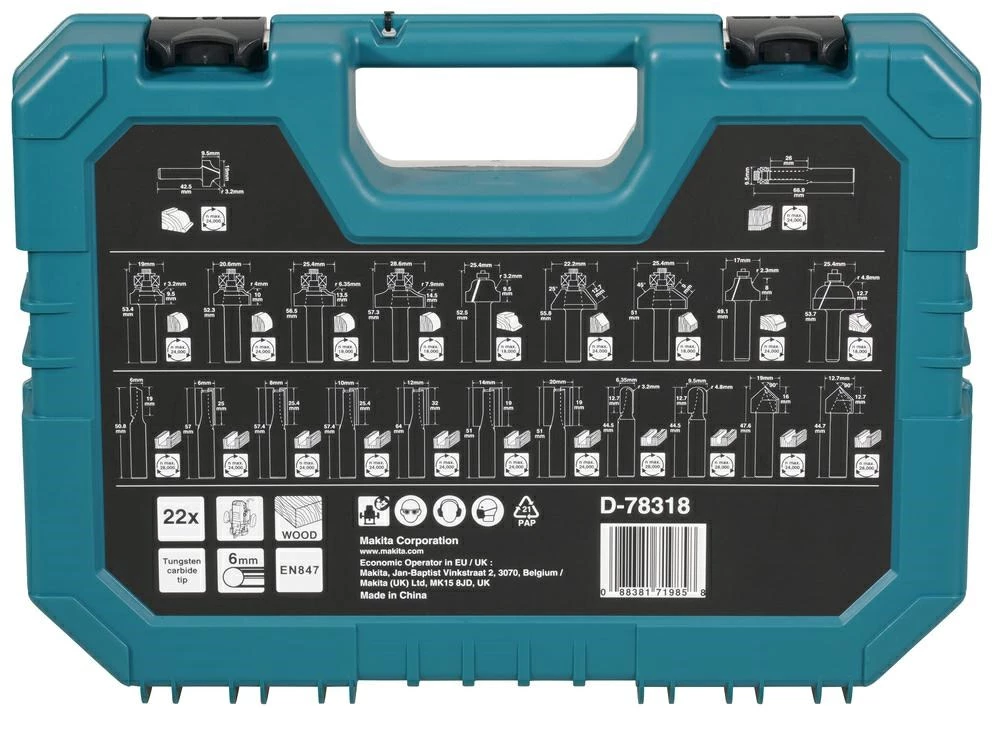 Makita 22 gabalu universālais urbju komplekts