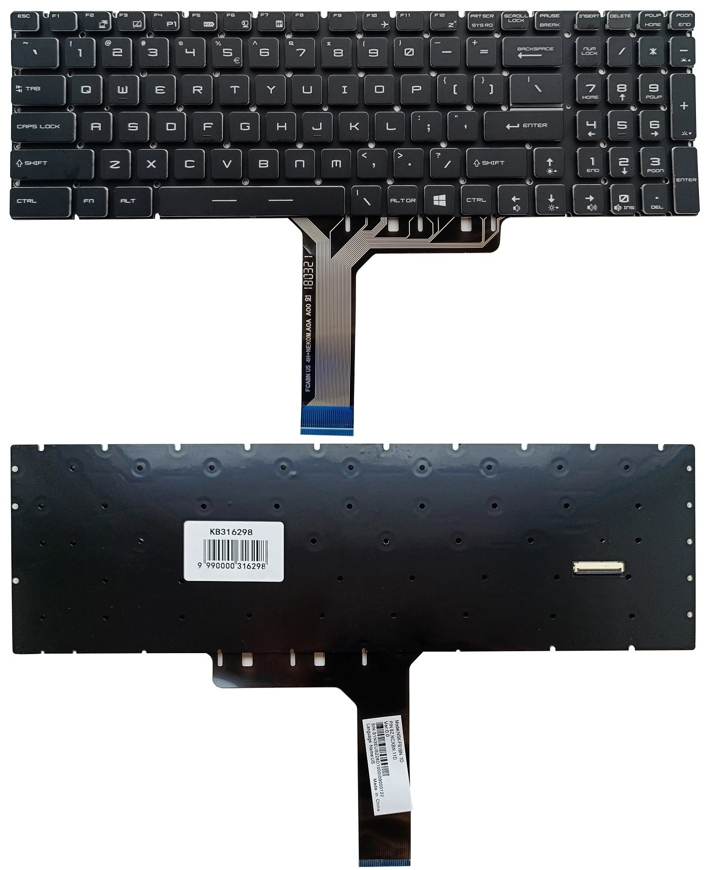 MSI GE63/GE73/GS63/GS73 US English RGB apgaismota