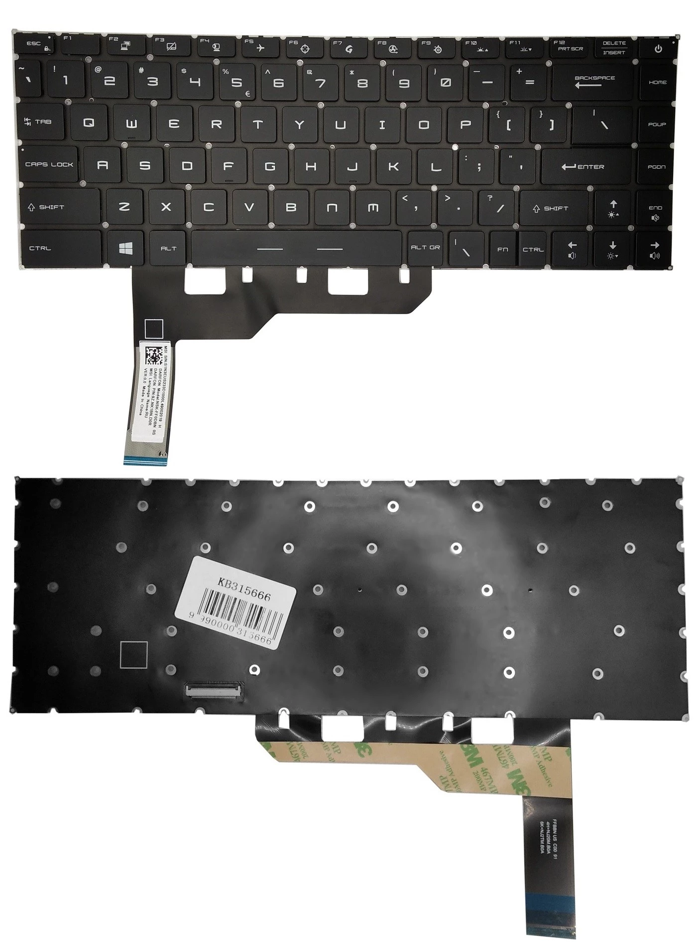 MSI GE66 klaviatūra ar apgaismojumu (US