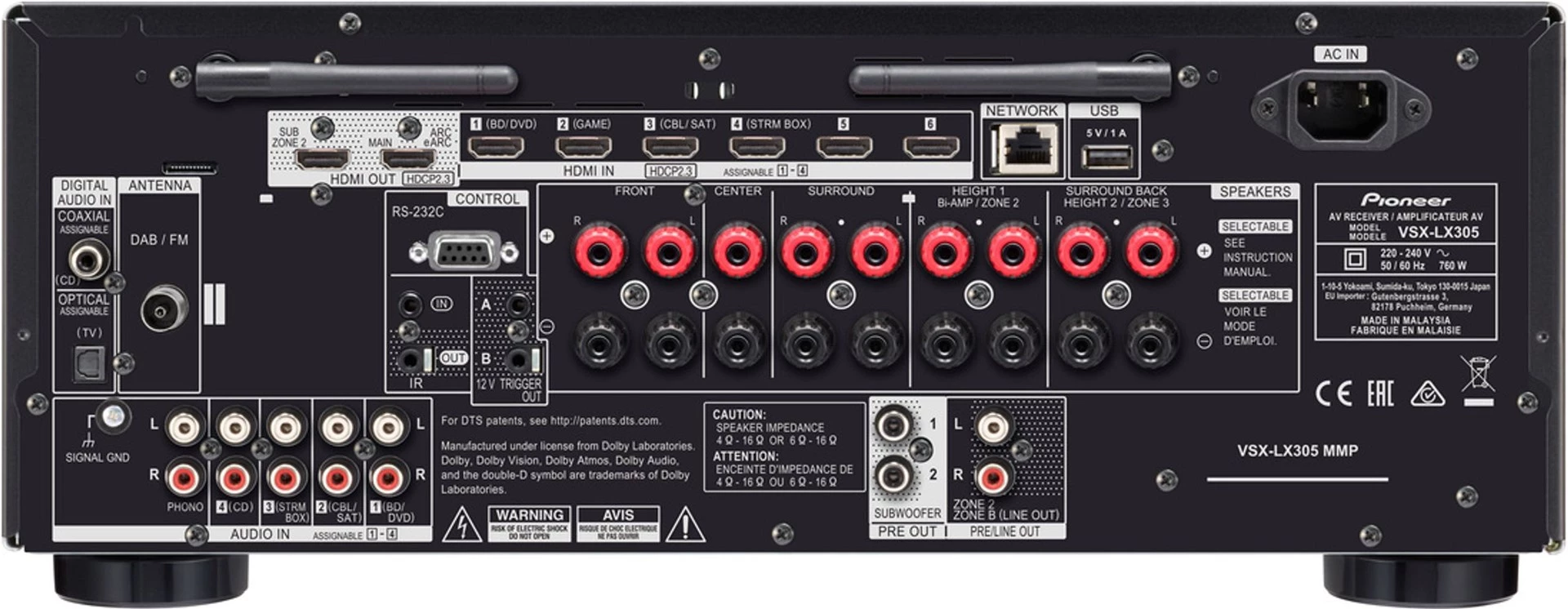 Pioneer VSX-LX305 AV Receiver Silver