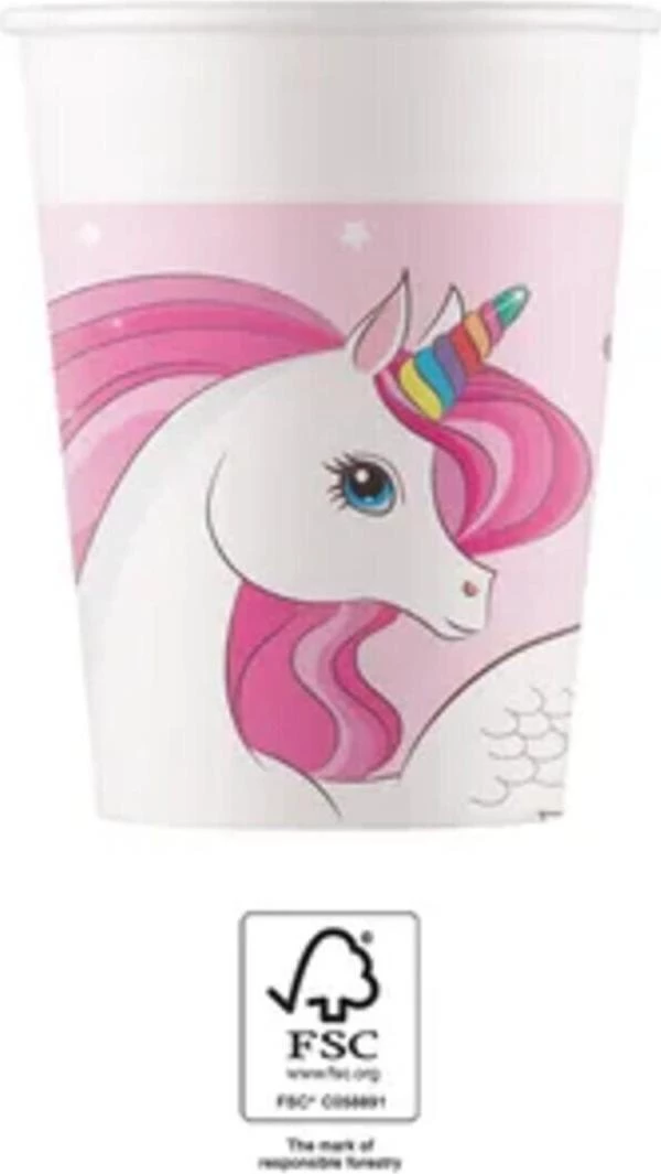 Procos Unicorn Rainbow papīra krūzes 200ml