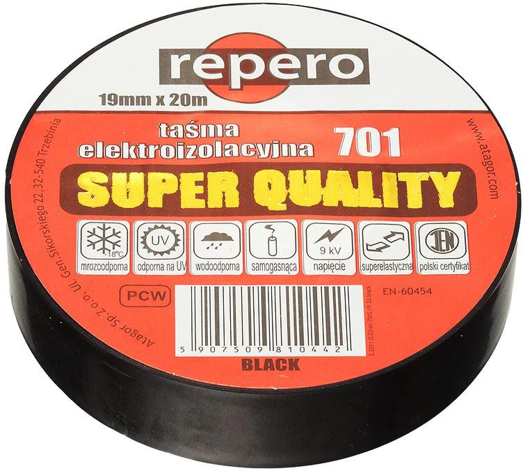 REPERO 701 Melnā PVC elektroizolācijas lente