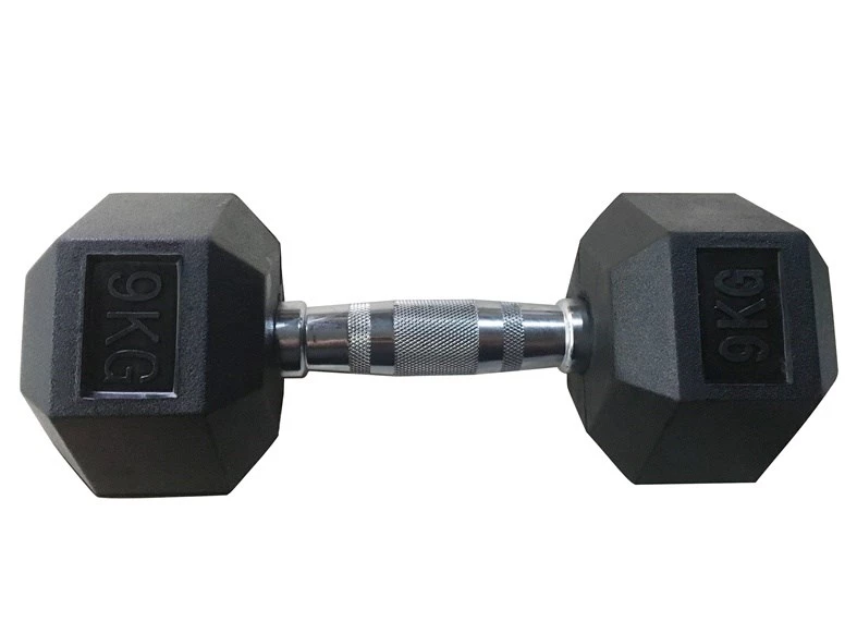 Gumijas sešstūra hantele YLDB35 9 kg