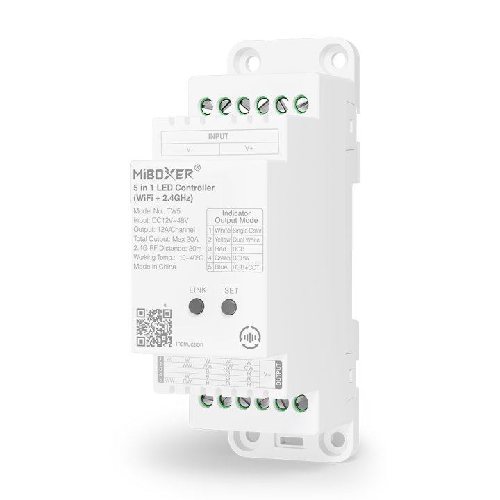 MiBoxer TW5 LED kontrolieris DIN sliedei